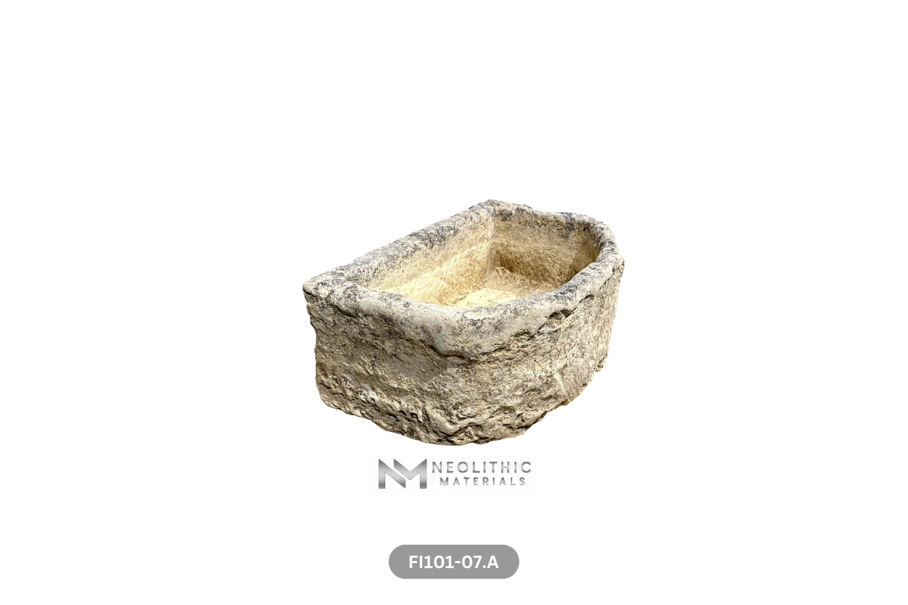 Antique French Limestone Half Moon Trough - Image 9